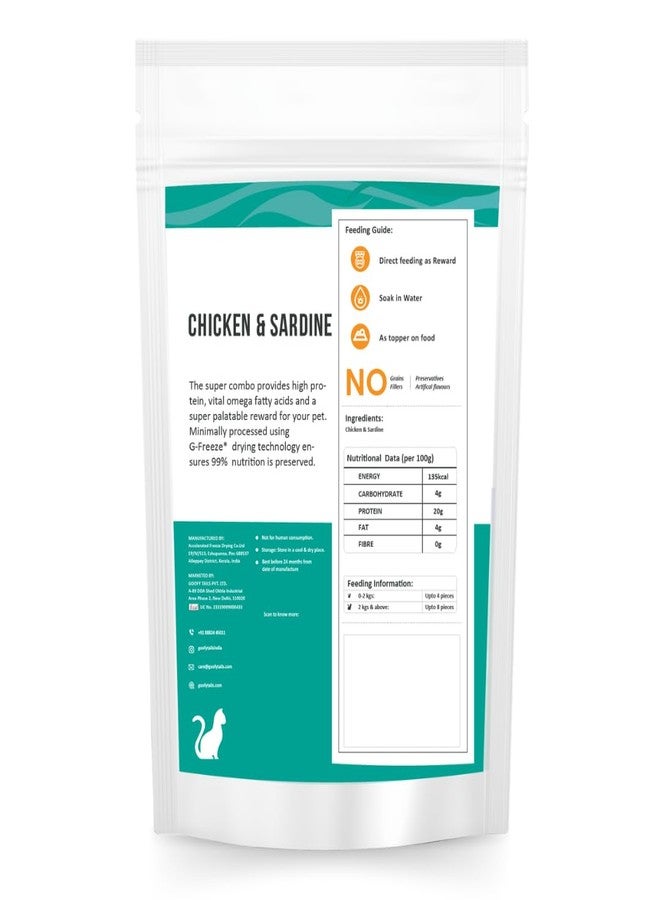 Goofy Tails Freeze Dried Cat Treats - Chicken & Sardine 60g (30g X 2 Pack) - Gluten and Grain Free, Protein Omega 3, Antioxidant Rich - Easy to Digest for Cats & Kittens - Image 2